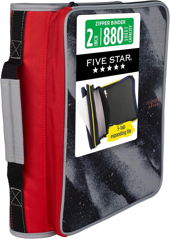 Five Star Zipper Binder 2 Inch O-Rings Case Organiser by FiveStar