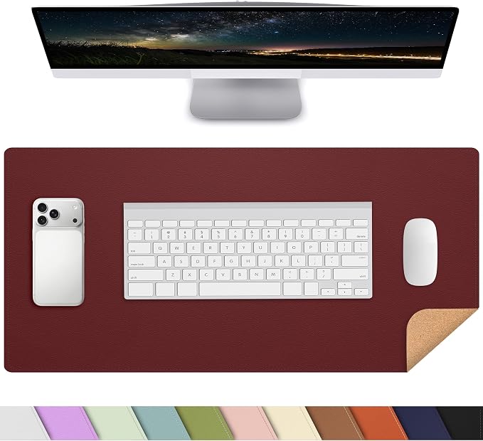 AFIING Leather Desk Pad Protector, 23.6" x 13.7", Waterproof, Non-Slip Mouse by AFIING