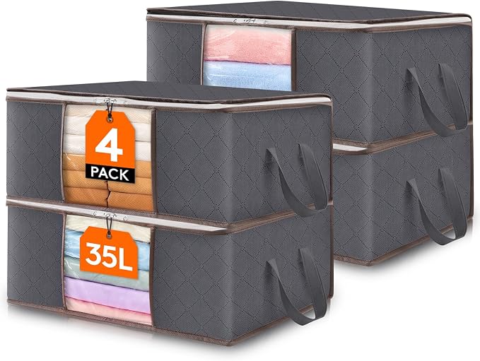 Lifewit 4 Pack 35L Clothes Storage Bins by Lifewit