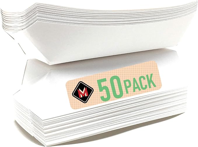 Mr Miracle 7 Inch Paper Hot Dog Tray in White. Pack of 50. Disposable, by MrMiracle