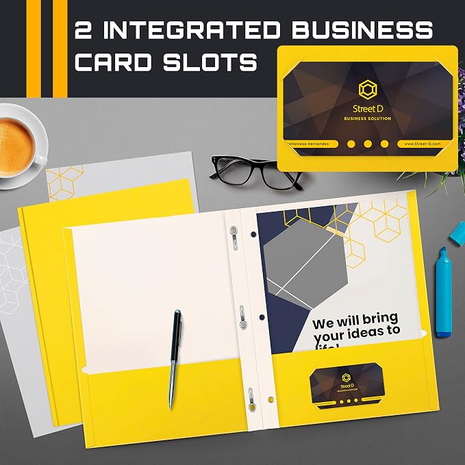 Better Office Products Yellow Paper 2 Pocket Folders - Image 4