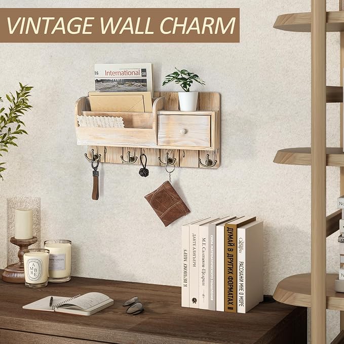 Rebee Vision Pine Wood Key Holder Wall Mount - Image 6