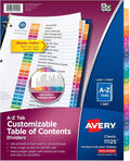 Avery A-Z Dividers for 3 Ring Binders, 26 Tabs per Set, Customizable Table of by Avery
