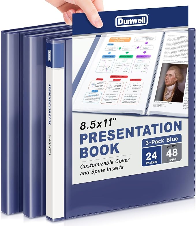 Dunwell Presentation Binder 24-Pocket, Displays 48 Pages, 8.5x11 Portfolio by Dunwell