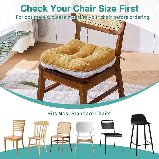 BETU Chair Cushions for Dining Chairs Set of 6, 3.5" Thick Kitchen Table Chair - Image 4