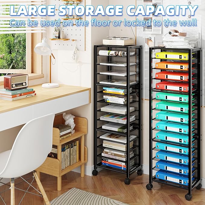 Simple Trending 14 Tier Rolling File Cart, Desk File Organizer, Paper Letter - Image 4