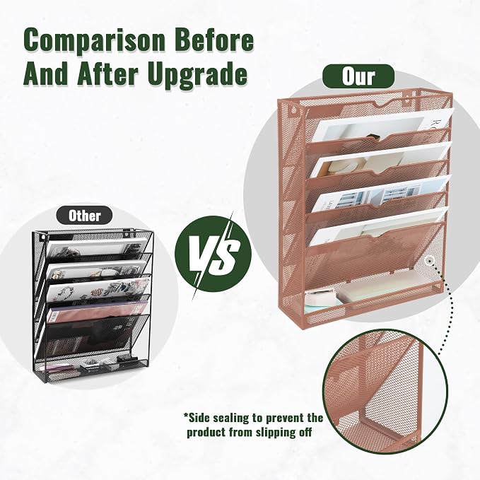 EASEPRES 6 Tier Mesh Hanging Wall File Organizer, Desk Vertical Mail Paper - Image 3