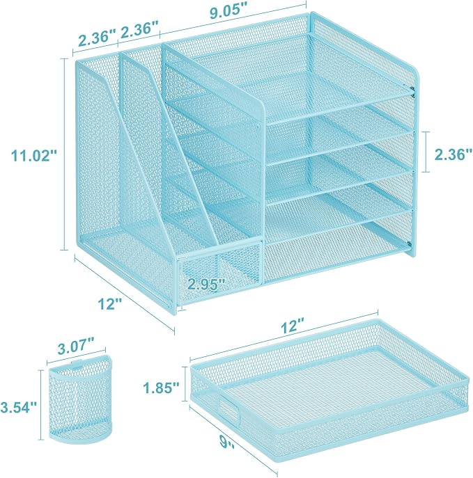 Marbrasse Desk Organizer with File Holder, 5-Tier Paper Letter Tray Organizer - Image 6