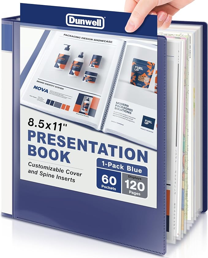 Dunwell Presentation Binder 60-Pocket, Displays 120 Pages, 8.5x11 Portfolio by Dunwell