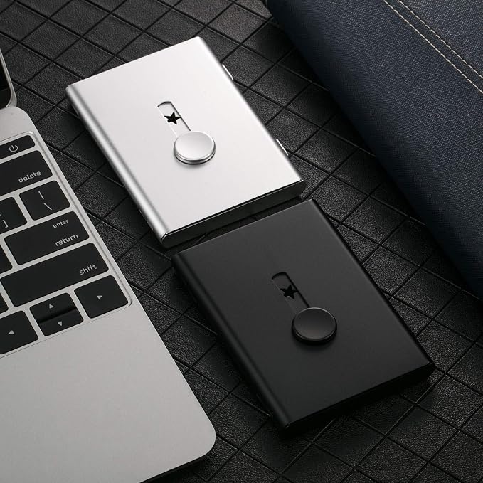 Tatuo 2 Pcs Black Silver Business Card Holder Thumb Drive Stainless Steel - Image 5