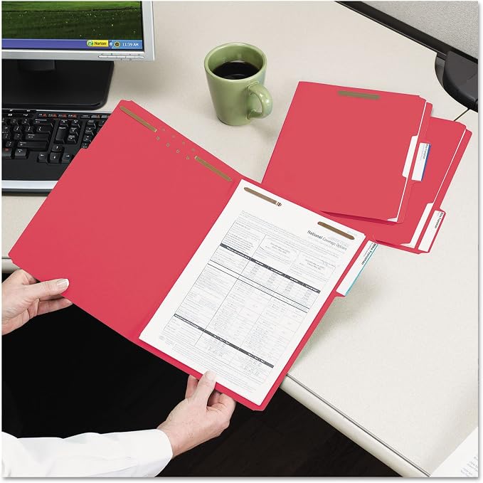 Smead Fastener File Folders, Reinforced 1/3-Cut Tabs, 2 Fasteners, Letter Size - Image 2