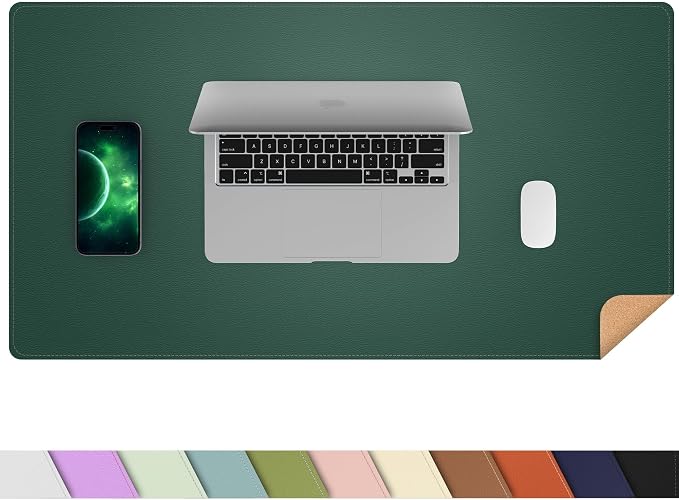 AFIING Cork Desk Mat, Dark Green, 31.5" x 17", Desk pad Protector | Dual-Sided by AFIING