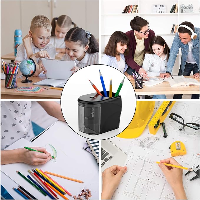 Electric Pencil Sharpener Heavy-Duty Helical Blade Sharpener USB/Battery - Image 5