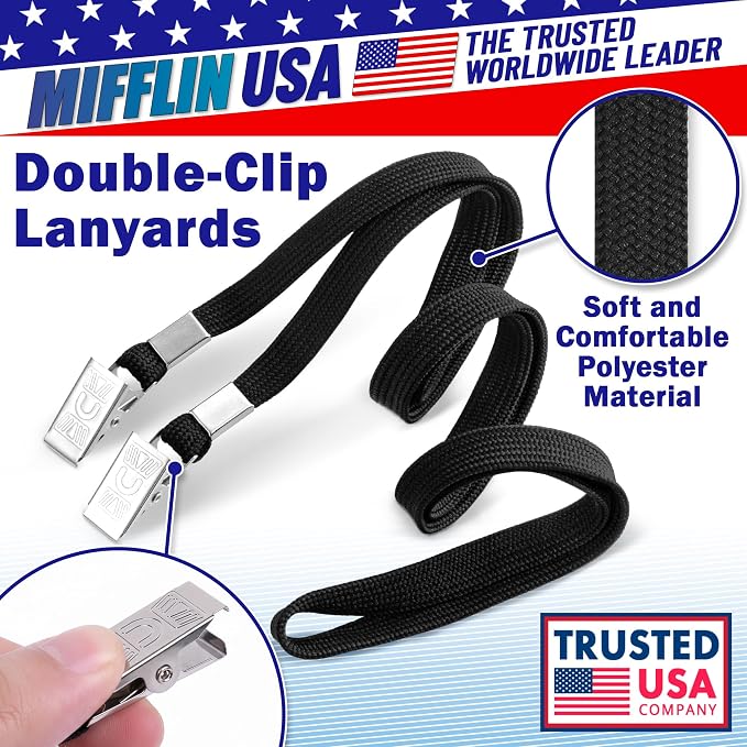MIFFLIN-USA - Bulk Flat Lanyards w/Two Bulldog Clips - 39 Inch, 100 PK - - Image 4