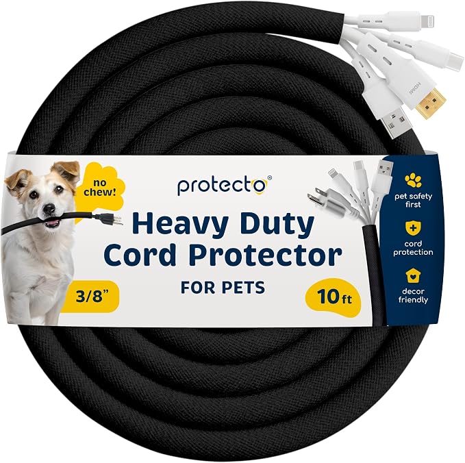PROTECTO Heavy Duty Dog & Cat Cord Protector 10ft Long Sleeve, Easy-to-Use 3/8 by protecto