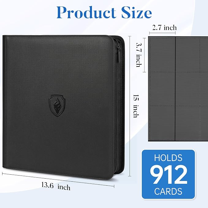 Premium Zip Card Binder 12 Pocket, Fabmaker 912 Pockets Trading Card Binder - Image 3