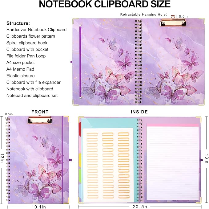 HWPRATO Spiral Clipboard Folio Letter Size Clipboard Folio 5 Dividers - Image 2