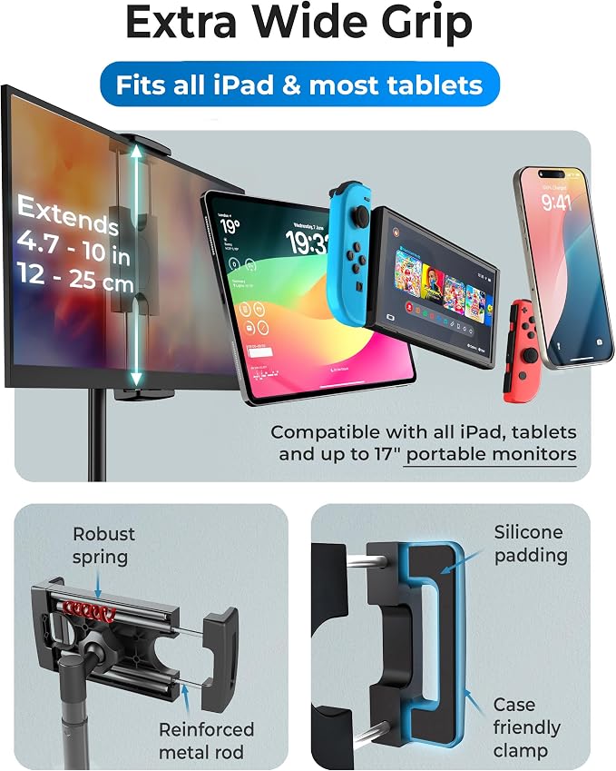 COOPER TabStand, Portable Monitor Holder up to 17" Holds 4.4lb, Desktop Tablet - Image 6