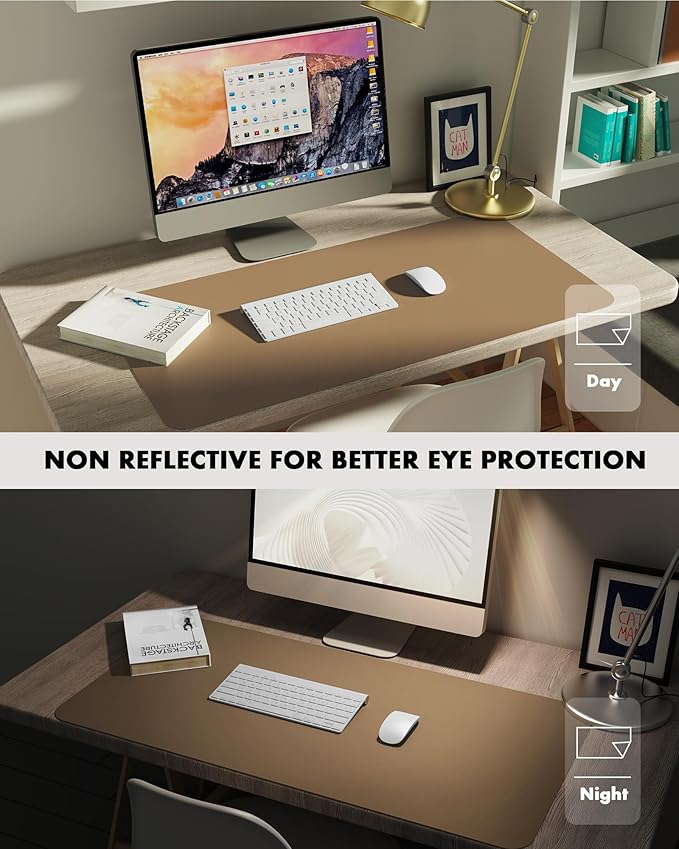 YSAGi Double-Sided Desk Pad, Leather Desk Mat, Eco Cork Desk Pad Protector - Image 7