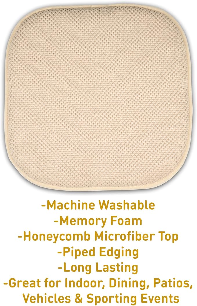 Sweet Home Collection Memory Foam Honeycomb Nonslip Back 16" x 16" Chair/Seat - Image 3