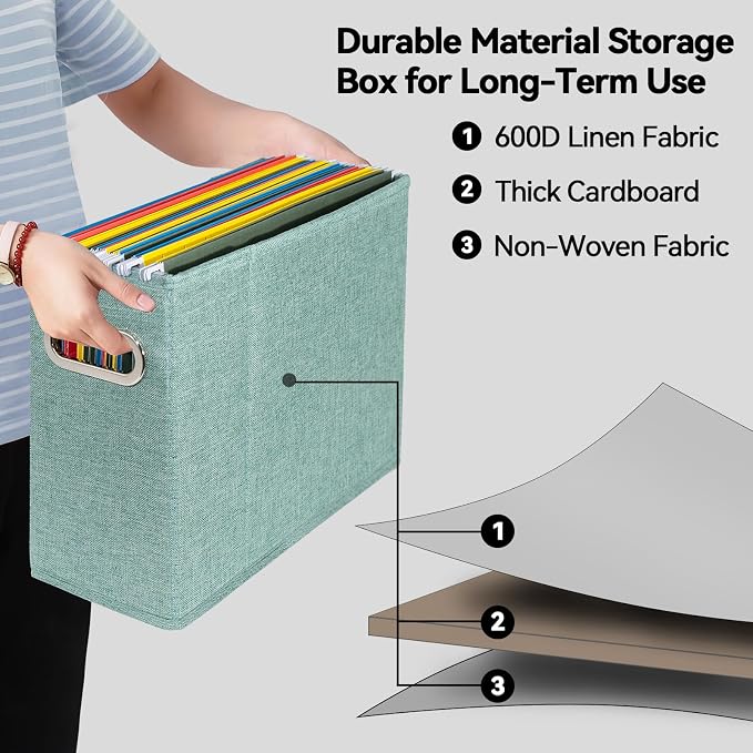 2 Packs Letter Size File Organizer, File Folders Organizer, Fabric Storage Box - Image 3