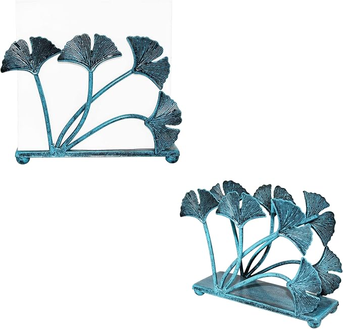 OwlGift Set of 2 Modern Ginkgo Leaves Design Napkin Holder, Metal Paper Napkin - Image 2