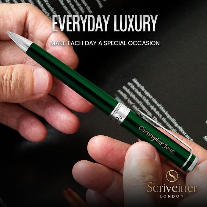Scriveiner Personalized British Racing Green Ballpoint Pen - Image 5