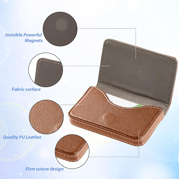 Outus 2 Pcs Business Card Holder, PU Leather Business Card Case Pocket Wallet - Image 3