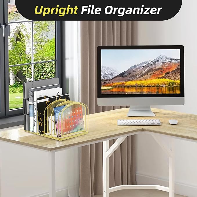 SUPEASY File Organizer for Desk, 5-Section Mesh Desk Organizer, Vertical File - Image 5