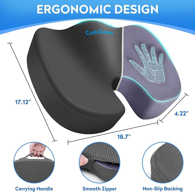 CushZone Seat Cushion, Office Chair Cushions, Car Seat Cushion, Non-Slip - Image 4