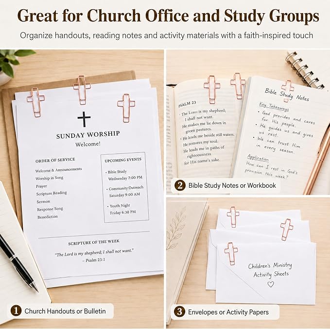 60 Pack Rose Cross Paper Clips, Decorative Paper Clips and Bookmarks - Image 4
