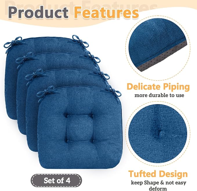 MAGIC ELEPHANT Chair Cushions for Dining Chairs, Memory Foam Kitchen Chair - Image 4