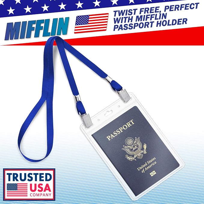 MIFFLIN-USA - Bulk Flat Lanyards w/Two Bulldog Clips - 39 Inch, 50 PK - - Image 2