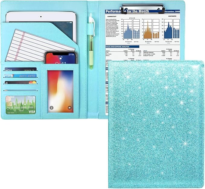 Glitter Portfolio Case for Women, Padfolio Cover for Women, by WAVEYU