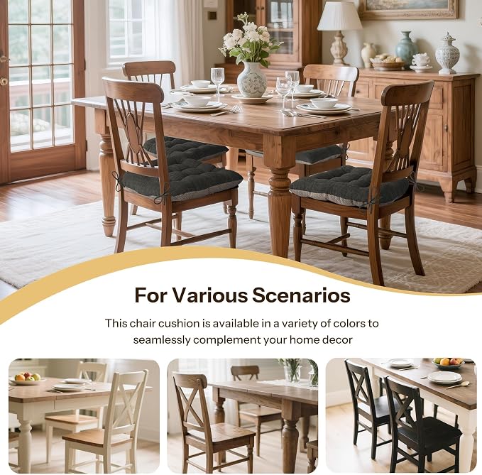 Non Slip Chair Cushions for Dining Chairs Set of 4 Kitchen Chair Cushions - Image 5