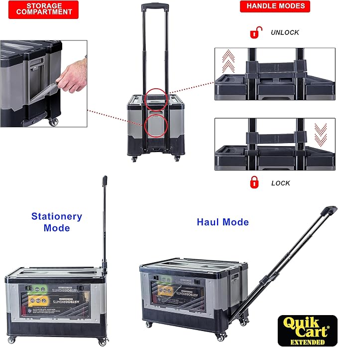 dbest Products Quik Cart Extended Four Wheeled Rolling Crate Teacher Utility - Image 3