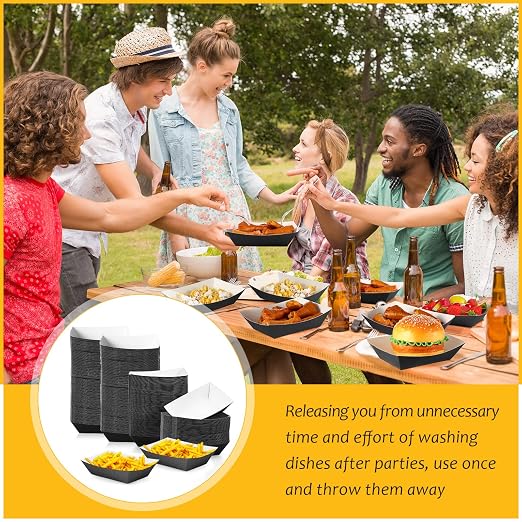 Yinkin 200 Pcs Paper Boat Disposable Graduation Food Trays Nacho Trays Kraft - Image 5