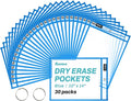 SUNEE 30 Packs Oversized Reusable Dry Erase Pocket Sleeves by SUNEE