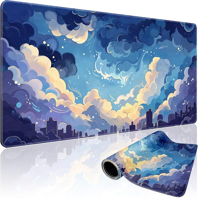 Blue Nebula Aesthetic Large Gaming Mouse Pad 31.5"x15.7"｜XXL Desk Mat, Non-Slip by Mcapirivo