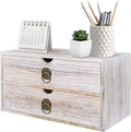 Wood Desk Organizer, Vintage Brown Wooden Desktop Organizer by SEEKELEGANT