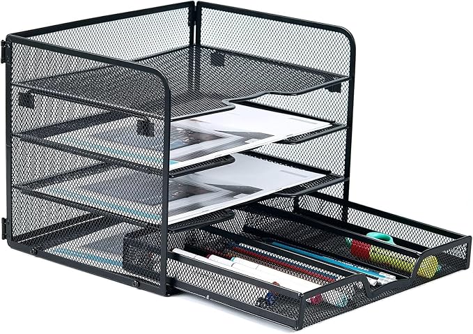 SETTFRFE 4-Tier Metal Desk Organizer-Paper Letter Tray by SETTFRFE