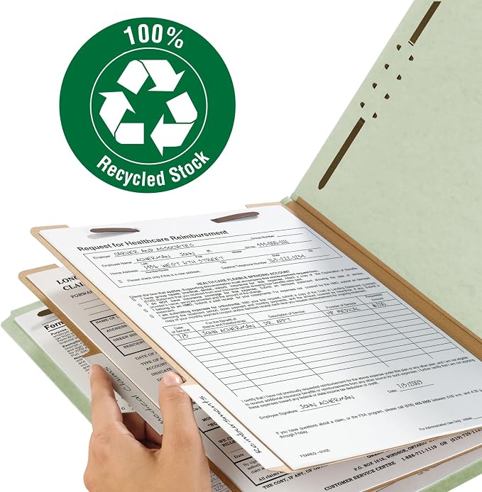 Smead 100% Recycled Pressboard Classification File Folder, 2 Dividers, Letter - Image 4