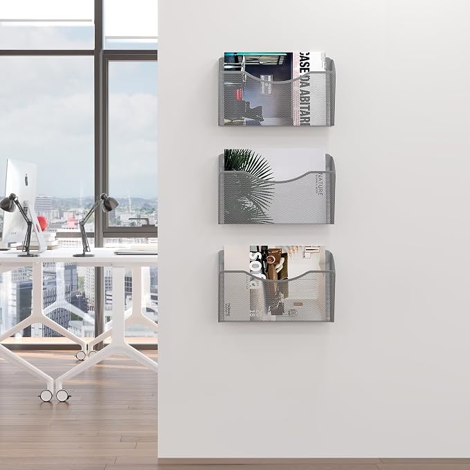 EasyPAG Wall File Organizer 3 Pack, Hanging File Organizer Wall Mount, Metal - Image 7