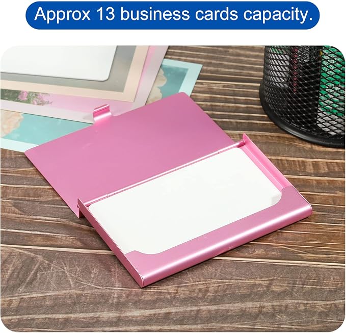 PATIKIL Business Card Holder, 2 Pieces Aluminum Alloy Flip Cover Slim Name - Image 5