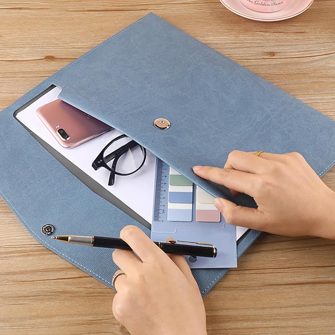 VANRA 1 Piece PU Leather Envelope File Folders A4 Paper Document Filing - Image 3