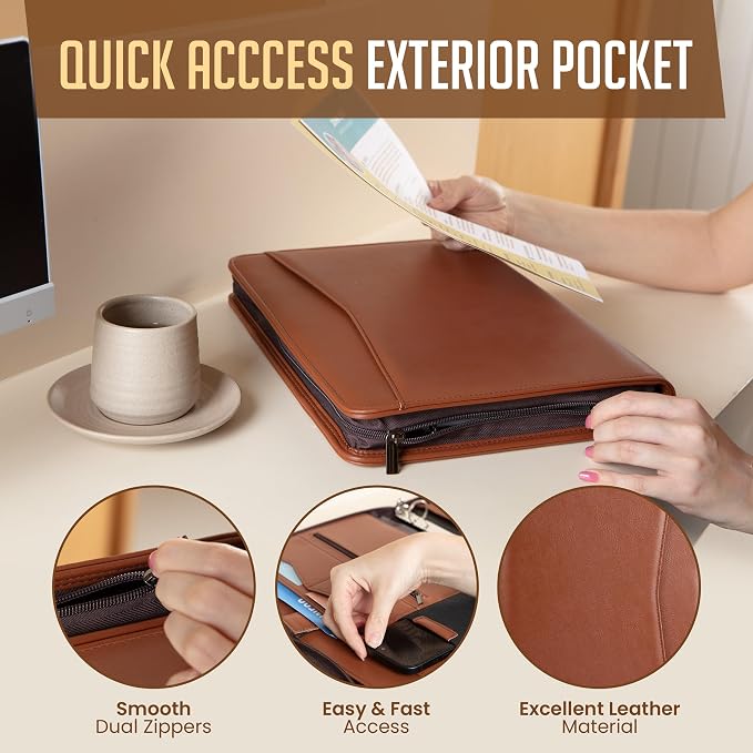 STYLIO Zipper Portfolio | Padfolio 3 Ring Binder and Clipboard Folio | - Image 4