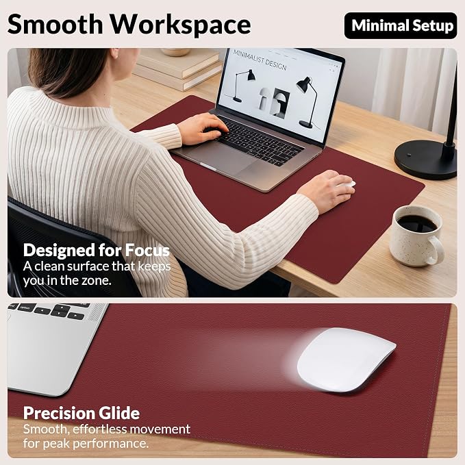 AFIING Leather Desk Pad Protector, 23.6" x 13.7", Waterproof, Non-Slip Mouse - Image 5