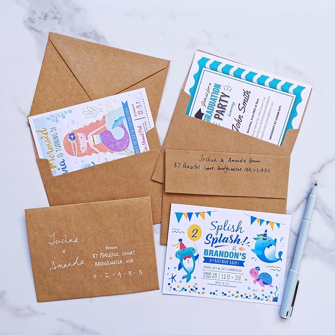 1000 Pcs A2 Invitation Envelopes in Kraft Brown Peel & Press Self Seal 4 3/8 x - Image 6