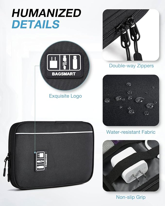 BAGSMART Large Electronics Travel Organizer Case, Tech Accessories Cord Storage - Image 4