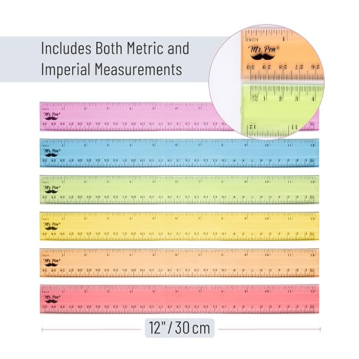 Mr. Pen- Plastic Ruler Set, 6 Pack, 12 Inch, Pastel Colors | Easy-to-Read - Image 3